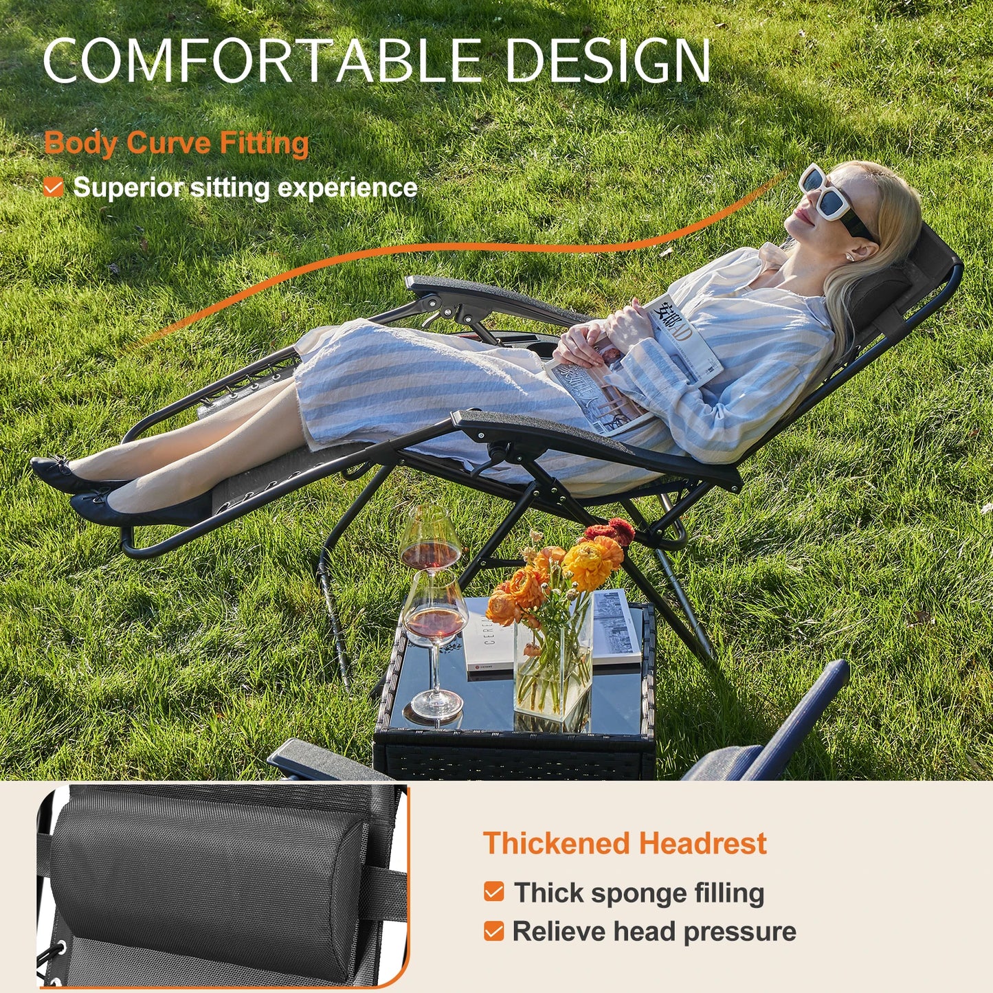 Set of 2 Portable Zero Gravity Lounge Chairs