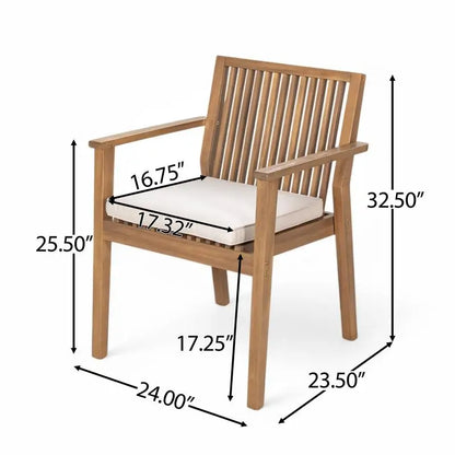 7-Piece Acacia Outdoor Dining Set - 70.75" Table & 6 Chairs w/ Cushions for Patio & Garden