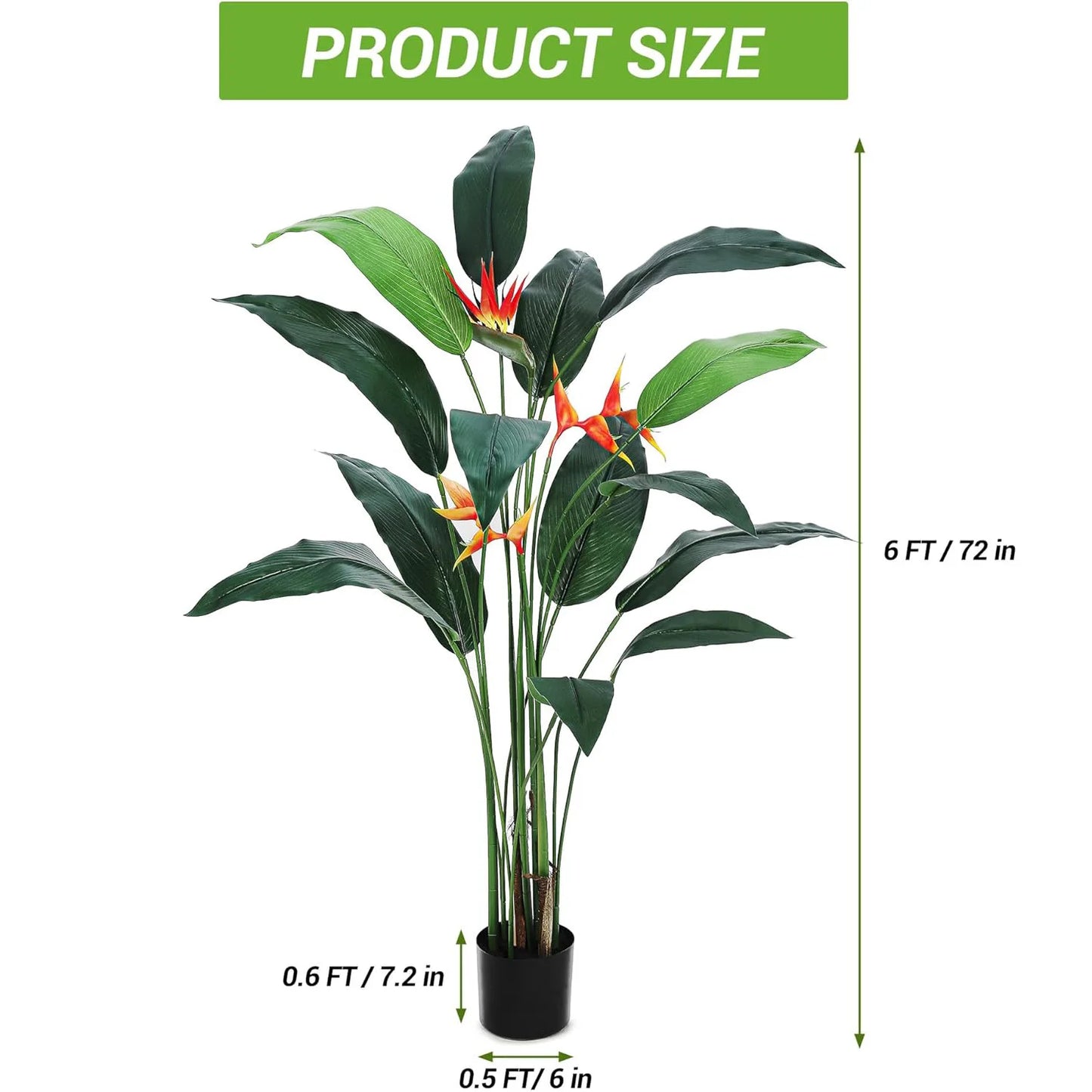 2Pcs 6FT Artificial Bird Of Paradise/ Banana Leaf Tree,