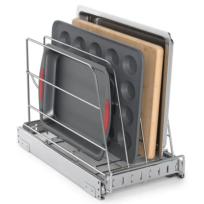 Stainless Steel Sliding Rack Cabinet Organizer for Cutting Board, Cookie Sheet, Baking Sheet,