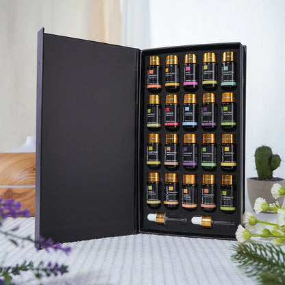 20 Bottles Essential Oils Gift Box Including Lavender Jasmine Eucalyptus Vanilla Patchouli Citronella Sandalwood Rose Orange and Scents