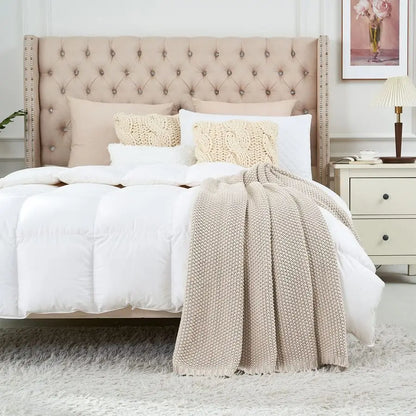100 Organic Cotton Cable Knit Throw Blanket