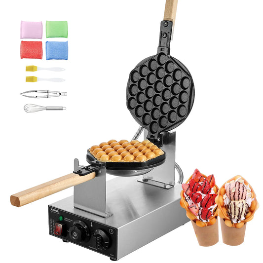 Commercial Rotating Egg Bubble Waffle Maker 1400W Non-Stick Stainless Steel