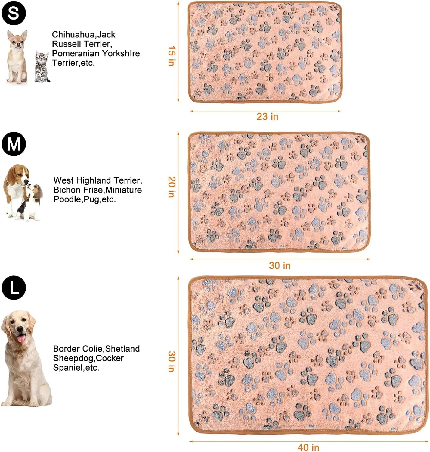 3-Pack Soft Fleece Pet Blankets for Cats and Dogs, Warm Flannel Sleep Mat