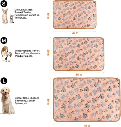 3-Pack Soft Fleece Pet Blankets for Cats and Dogs, Warm Flannel Sleep Mat
