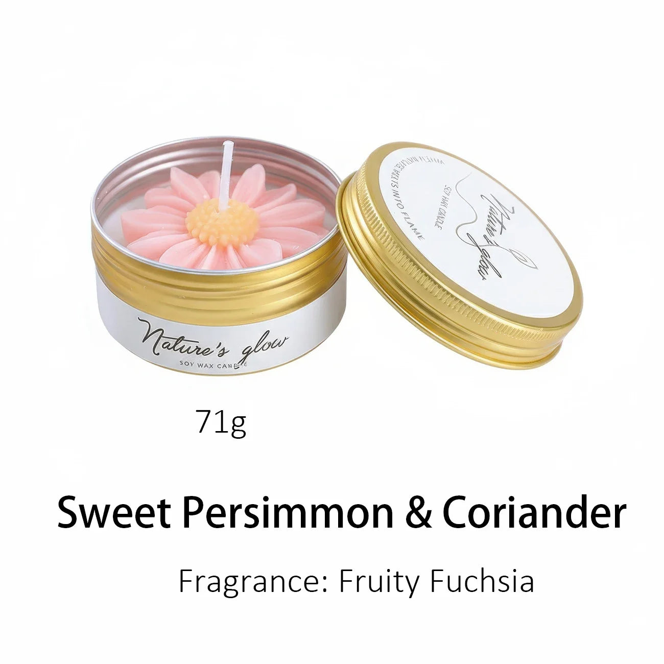 Scented Soy Wax Flower Candle Tin, Smokeless.  1 PC