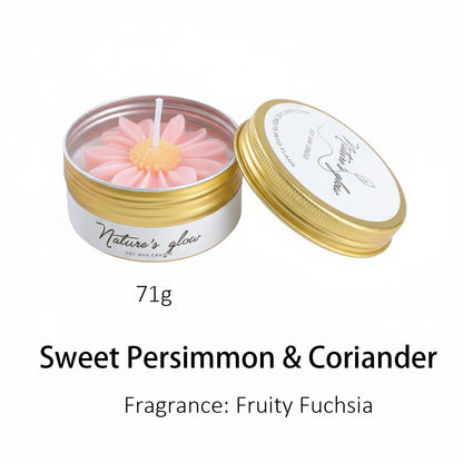 Scented Soy Wax Flower Candle Tin, Smokeless.  1 PC