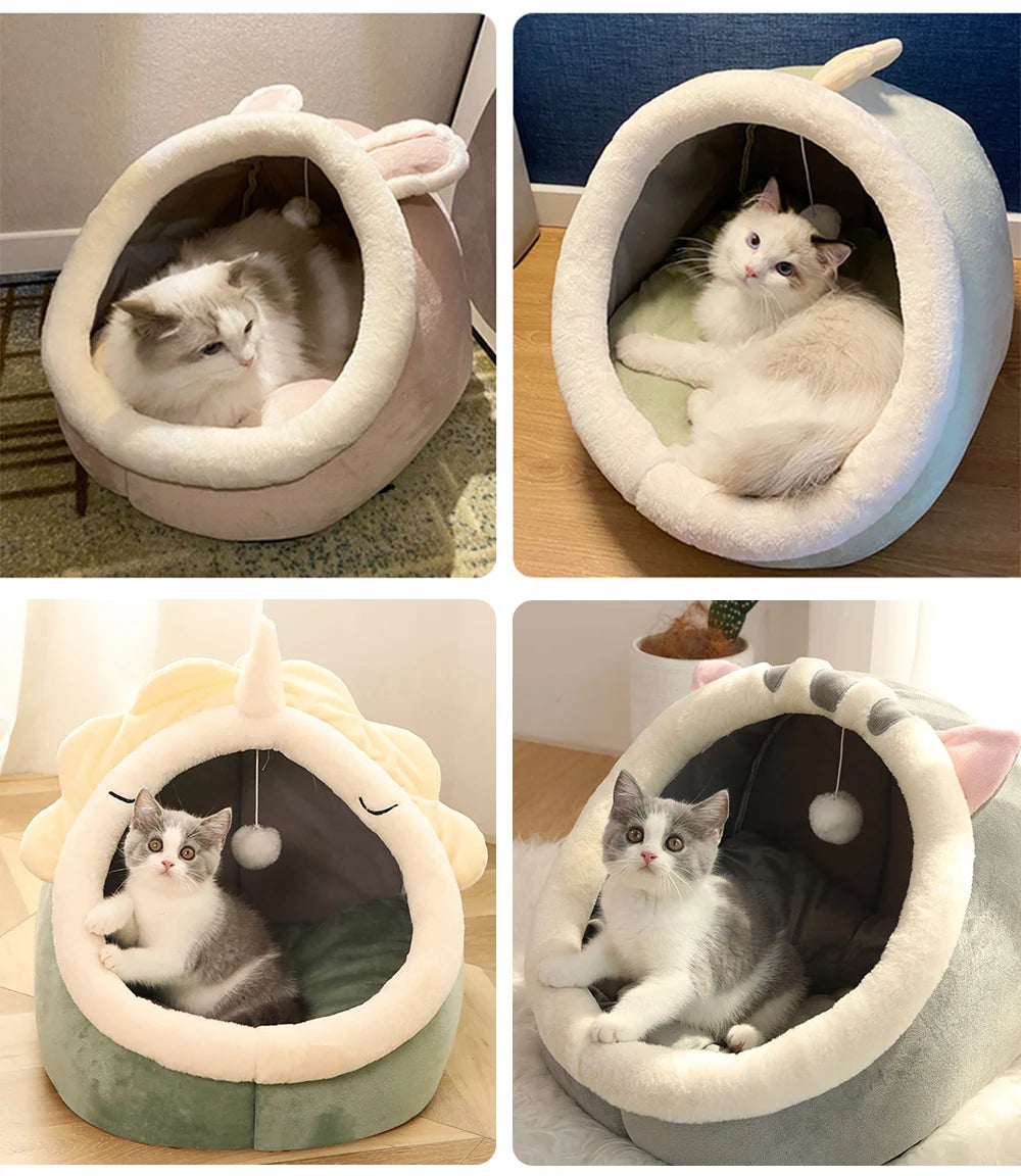 Deep Cat or Small Dog Pet Bed in Cartoon Design.