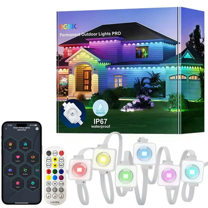 Permanent Smart Outdoor String Lighting with Remote APP Control and Music Syn