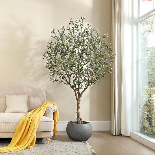 7Ft  Realistic Faux Olive Tree in Pot