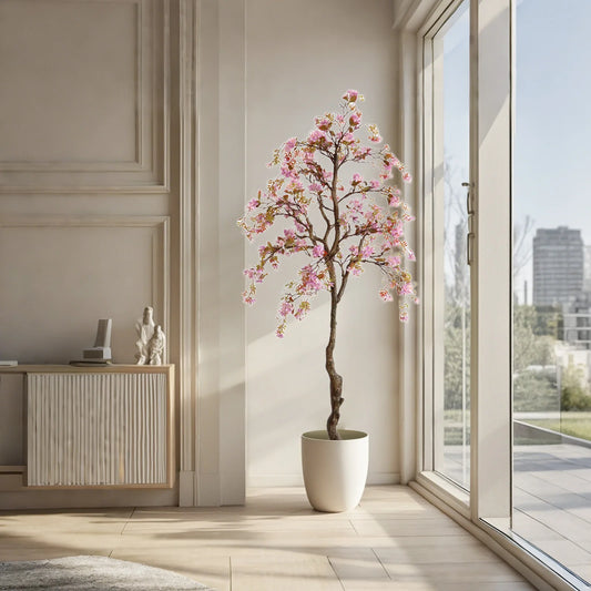 140cm/160cm Realistic Potted Silk Begonia Flowering Tree,