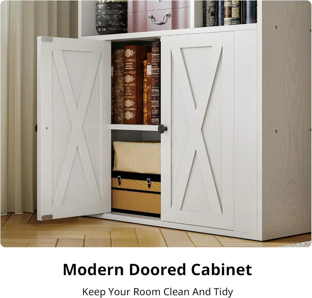Bookcase with Cabinet and Doors plus 8 Open Cubes