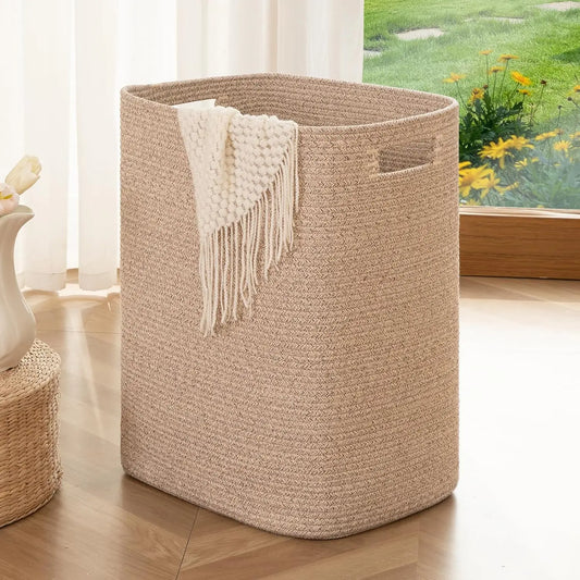 Rectangle Cotton Laundry Hamper/Blanket Basket