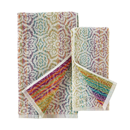 2 Luxury Bath and Hand Towel Set, Soft Multi-Color Cotton