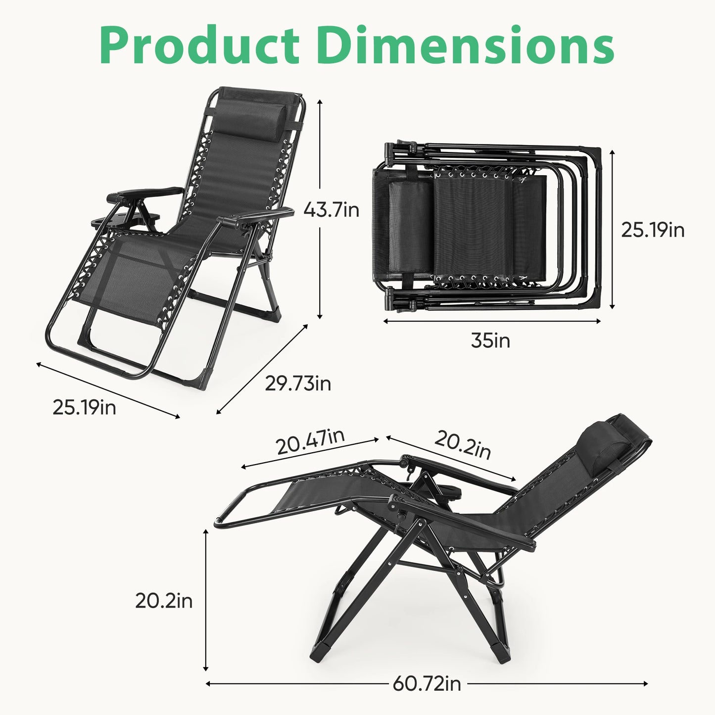 Set of 2 Portable Zero Gravity Lounge Chairs