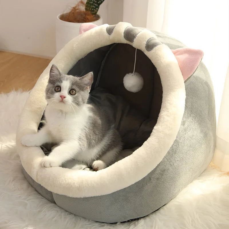 Deep Cat or Small Dog Pet Bed in Cartoon Design.