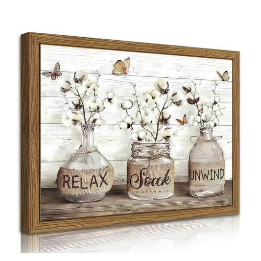 Framed Bathroom Wall Art For Farmhouse or Rustic Look  24"x16"