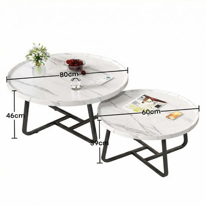 Mid Century Modern Nesting Coffee Table Set,  Wood With  Sturdy Metal Frame,