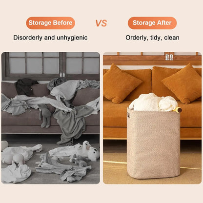 Rectangle Cotton Laundry Hamper/Blanket Basket