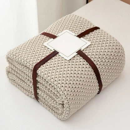 100 Organic Cotton Cable Knit Throw Blanket
