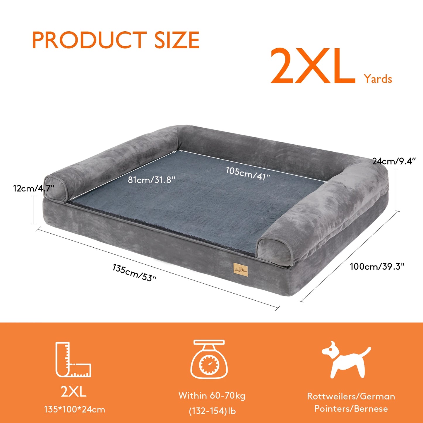 Dog Bed Extra Large Orthopedic Pet Couch with Removable and Washable Cover