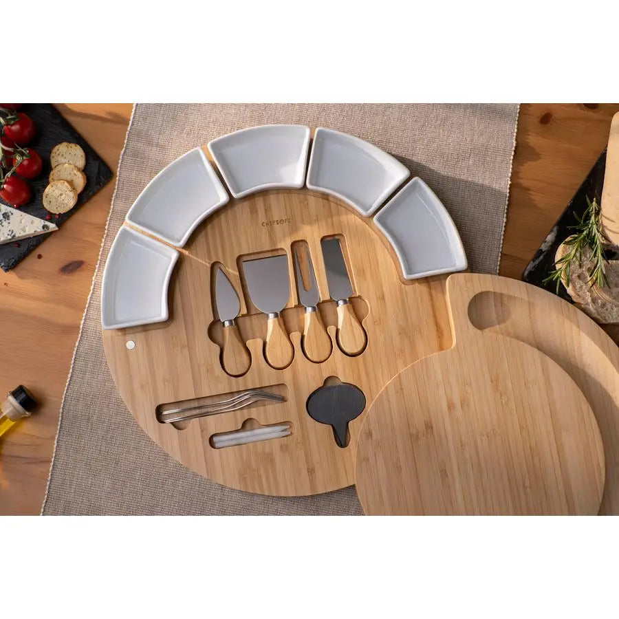 16 inch Bamboo Charcuterie Cheese Board and Platter and Knife  Set