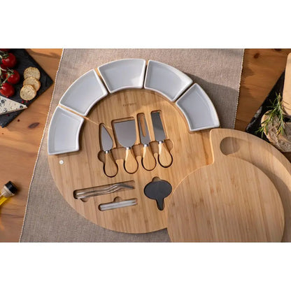 16 inch Bamboo Charcuterie Cheese Board and Platter and Knife  Set