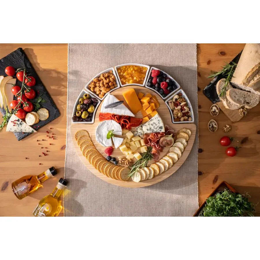 16 inch Bamboo Charcuterie Cheese Board and Platter and Knife  Set