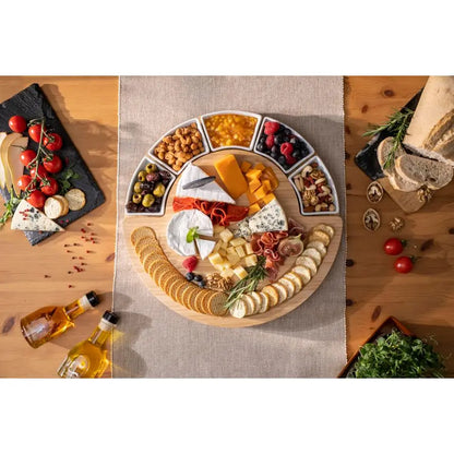 16 inch Bamboo Charcuterie Cheese Board and Platter and Knife  Set
