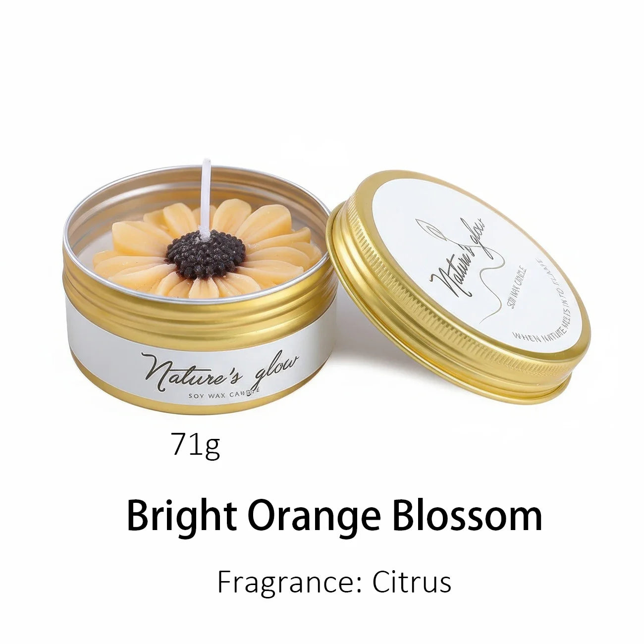 Scented Soy Wax Flower Candle Tin, Smokeless.  1 PC
