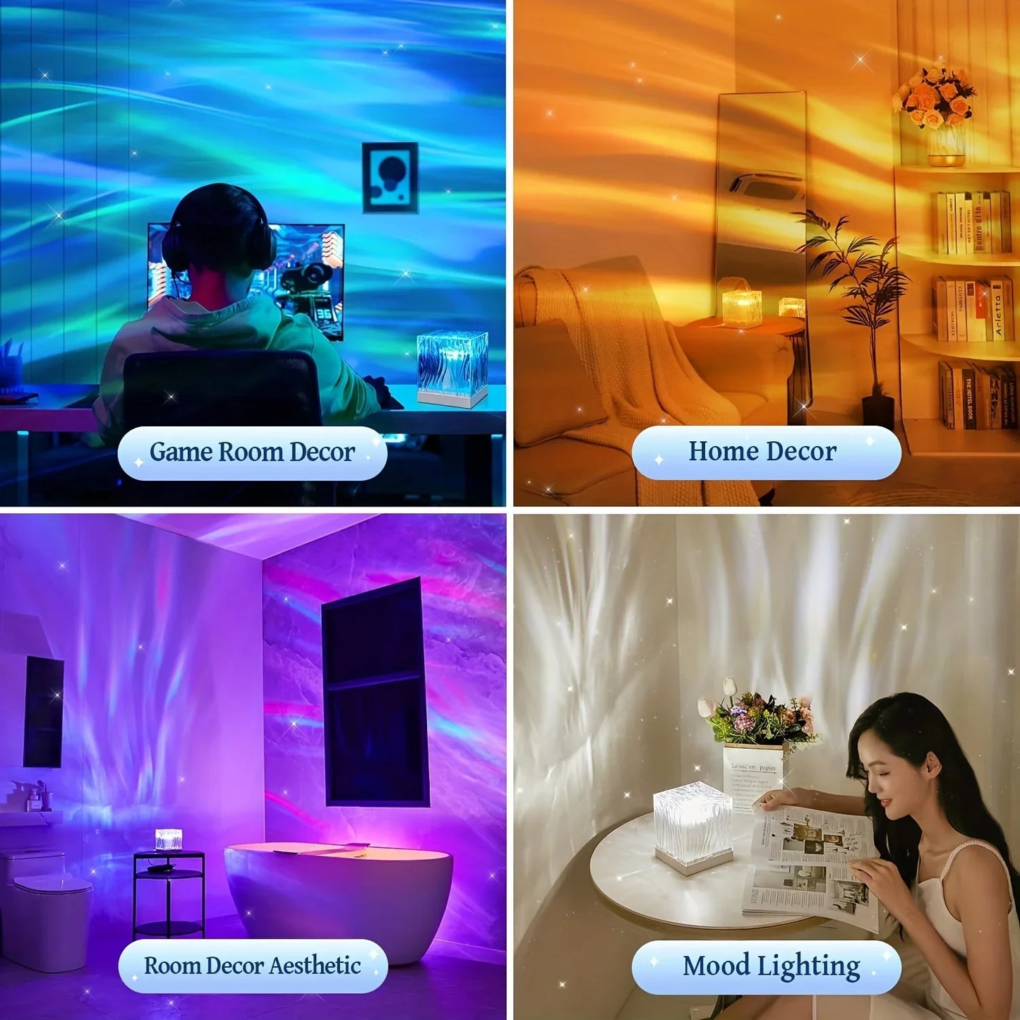 16 Color Remote Control Aurora Night Light & Ocean Wave Projector