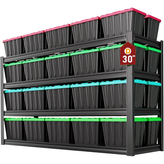 55" W Heavy Duty Metal Garage 4 Tier Shelving Unit  30" D