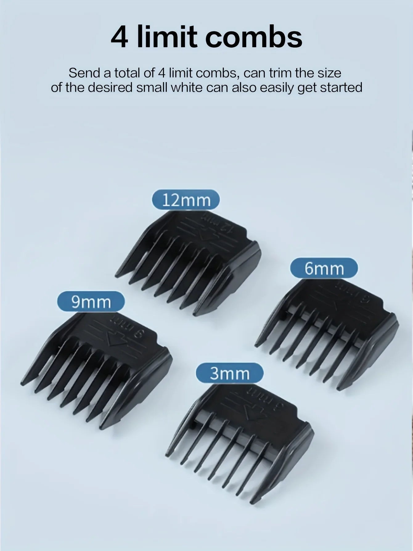 Low Noise Rechargeable Pet Hair Clippers with Adjustable Speeds and 4 Guide Combs