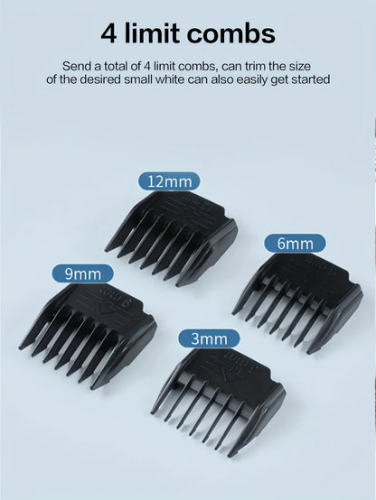 Low Noise Rechargeable Pet Hair Clippers with Adjustable Speeds and 4 Guide Combs
