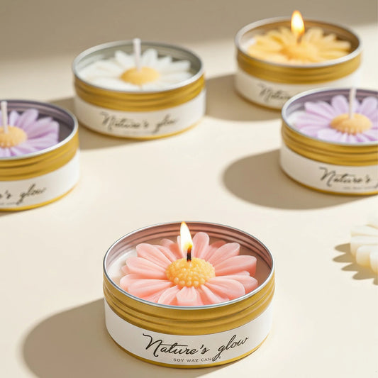 Scented Soy Wax Flower Candle Tin, Smokeless.  1 PC