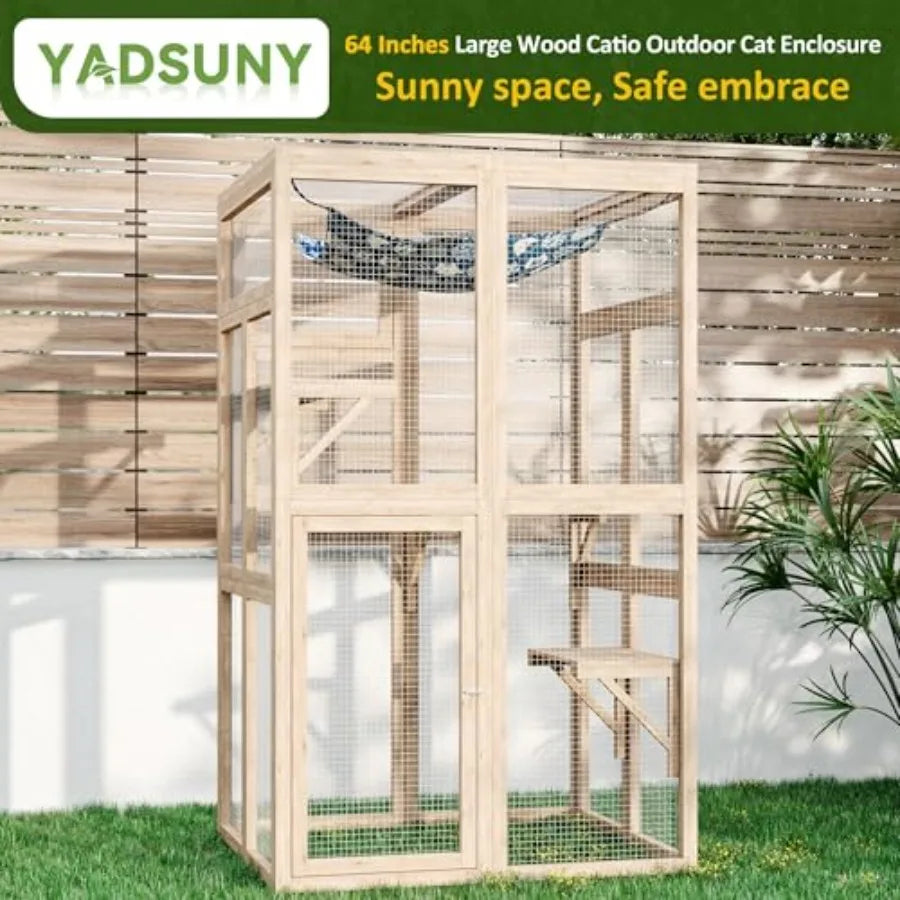 64 Inch Outdoor Cat Enclosure for Patio