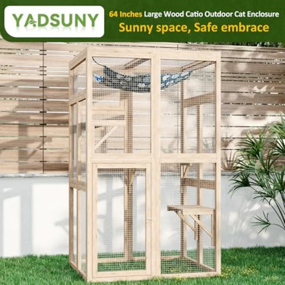 64 Inch Outdoor Cat Enclosure for Patio