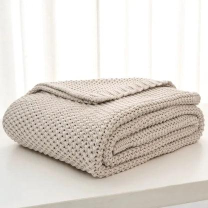 100 Organic Cotton Cable Knit Throw Blanket