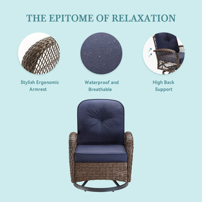 3 Pieces Rotating Rocker Patio Furniture Set