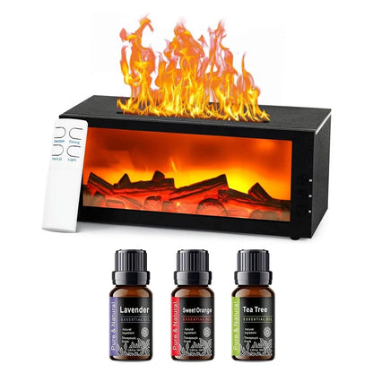 300ml Fireplace Essential Oil Aromatherapy Diffuser  with 7 Colorful Large Flames
