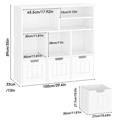 2-Shelf Toy and Book Organizer with 3 Removable Drawers