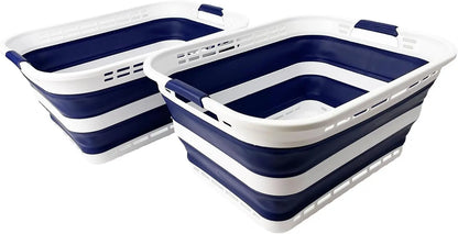 Set of 2,  42L (11 Gallons) Collapsible Plastic Laundry Basket - Foldable Pop Up Storage Container/Organizer