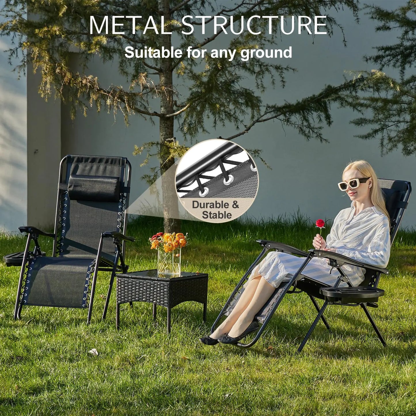 Set of 2 Portable Zero Gravity Lounge Chairs