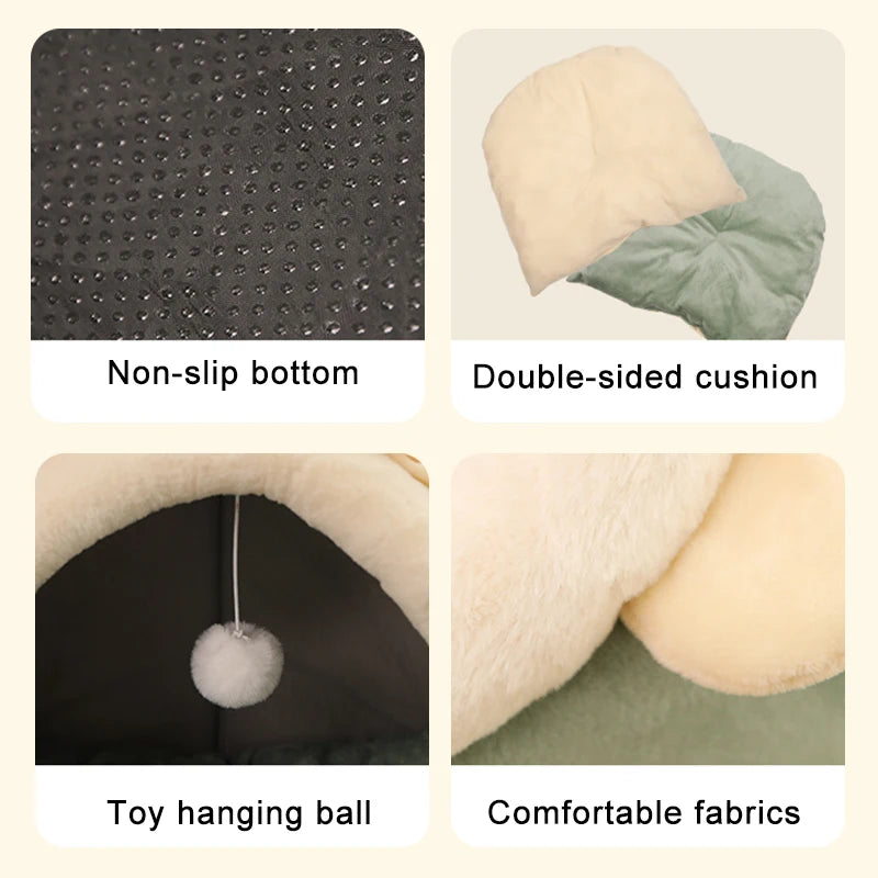 Deep Cat or Small Dog Pet Bed in Cartoon Design.