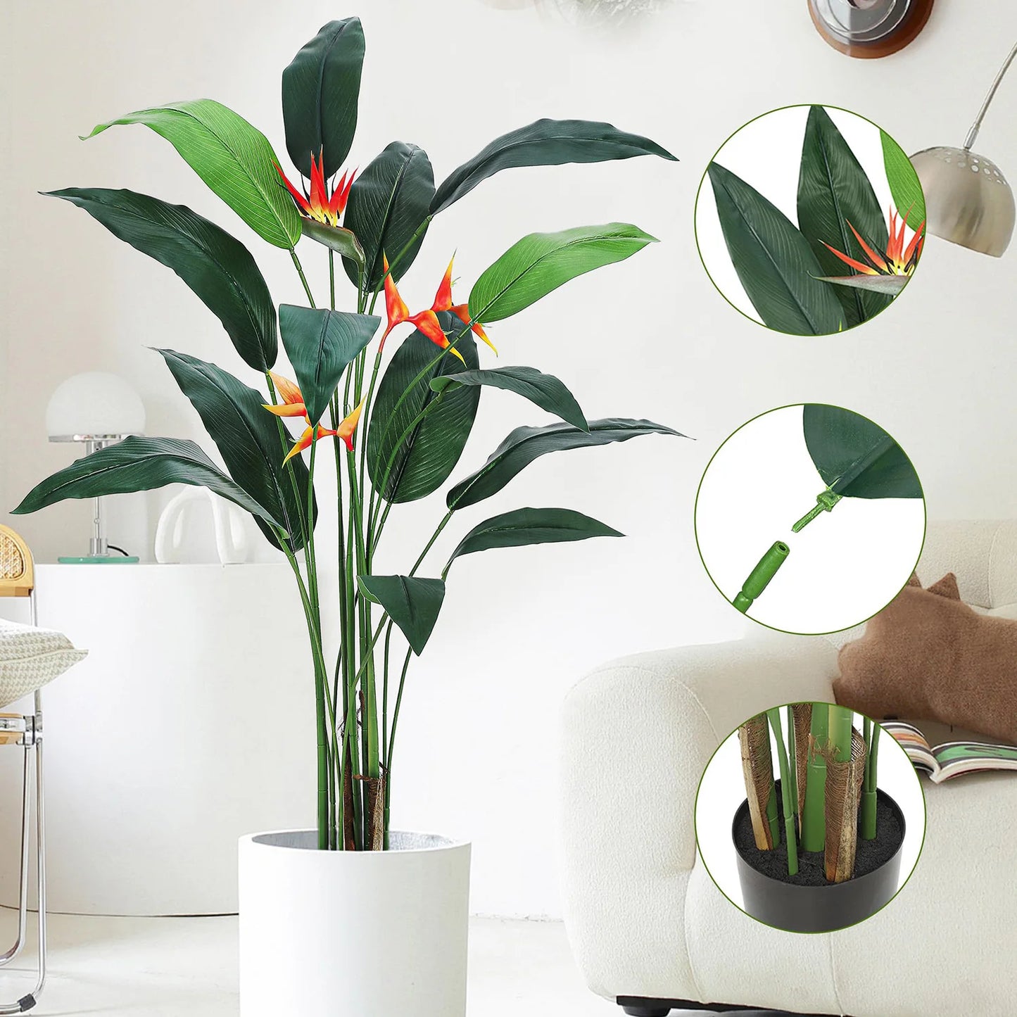 2Pcs 6FT Artificial Bird Of Paradise/ Banana Leaf Tree,