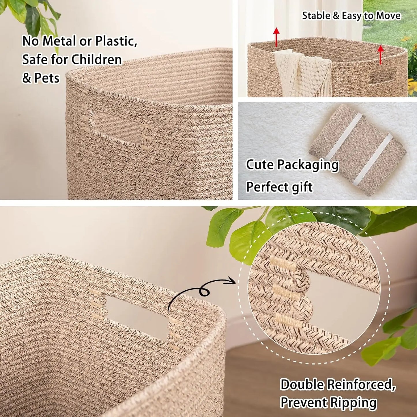 Rectangle Cotton Laundry Hamper/Blanket Basket