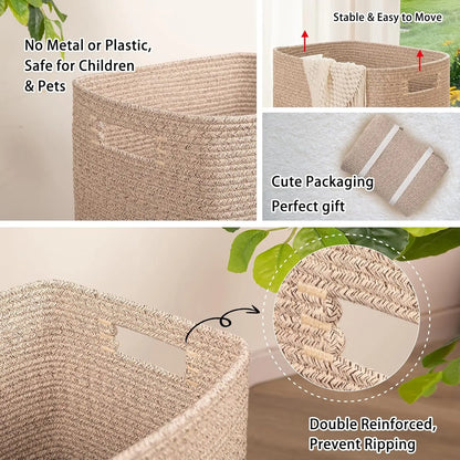 Rectangle Cotton Laundry Hamper/Blanket Basket