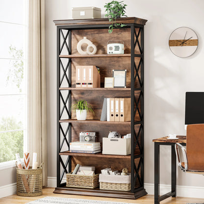 5 Shelf Industrial Display Bookshelf , 71 Inches