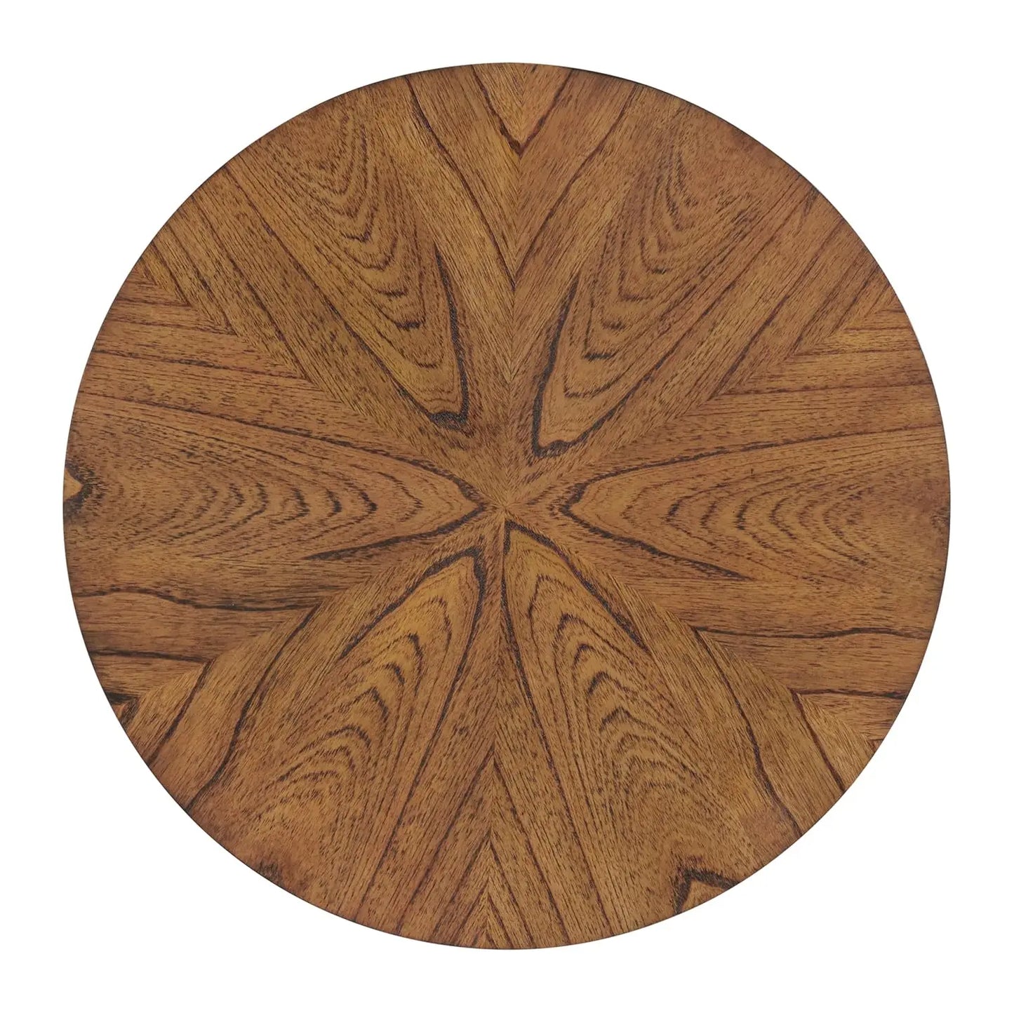 Round Wood Coffee Table with Lower Shelf . Caramel Brown with Walnut Brown Legs