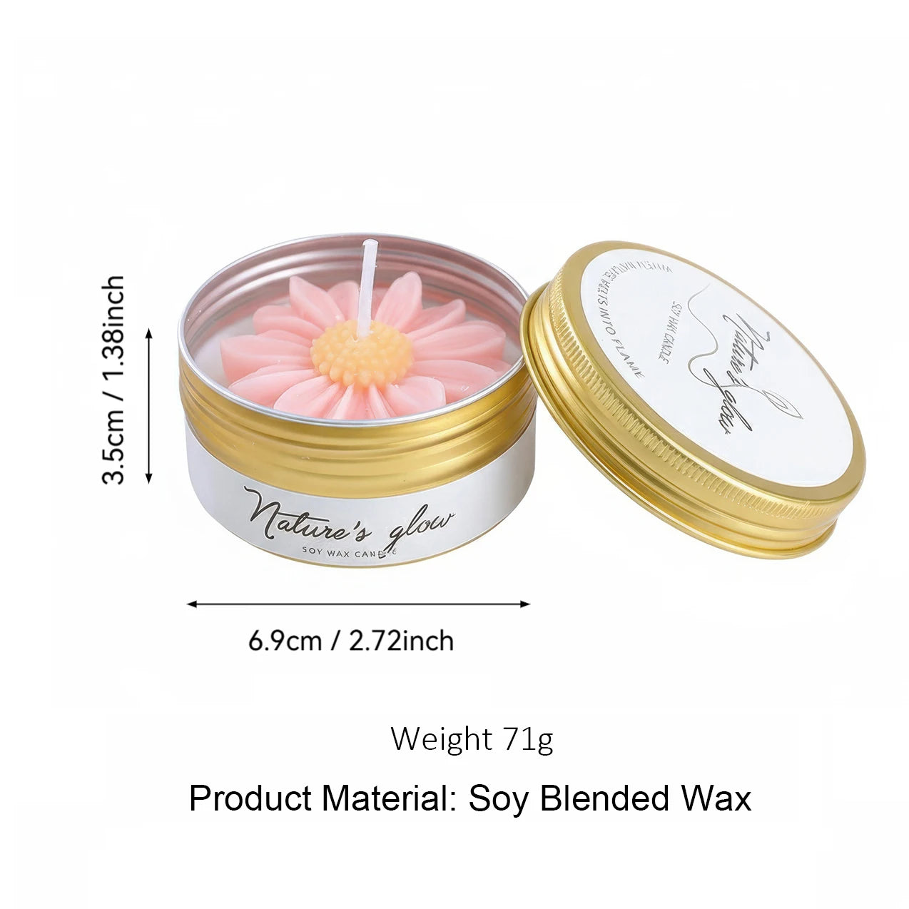 Scented Soy Wax Flower Candle Tin, Smokeless.  1 PC